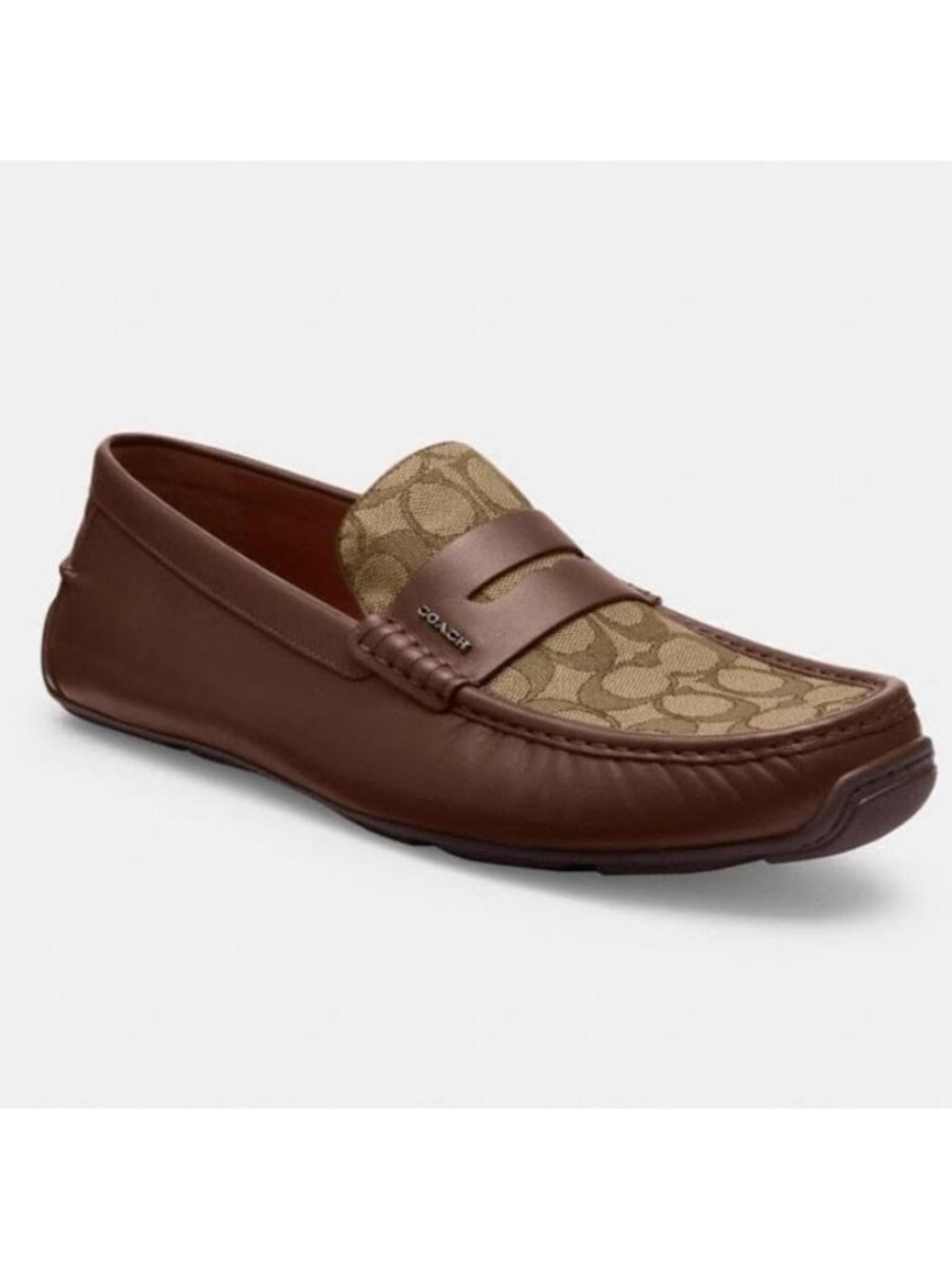 Coach Outlet Liam Signature Jacquard Driver Shoes Men's Size 7.5D Dark Saddle